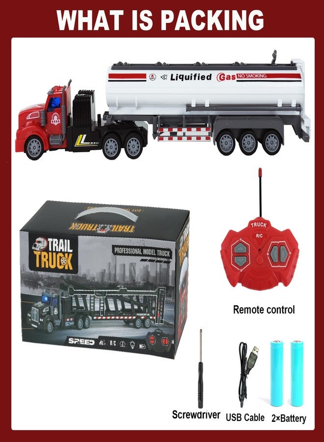 CALEST Remote Control Semi Truck Fuel Trailer, 14" 1:48 Fuel Trailer Truck Toy, Equipped with 2 Rechargeable Batteries, Gifts Ideas for Boys Age 3-8 Year Old - Image 5